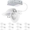 4 inch LED Gimbal Recessed Light, 9W 750lm Eyeball Sloped Ceiling Task Lighting, Soffit Wafer Indoor Directional Lighting, 90 Tilt and 360 Rotation Recessed Lighting 4 inch White 12Pack
