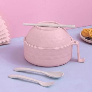 Layron Ramen Cooker Ramen Bowl Set with Chopsticks Microwave Noodle Bowl College Dorm Room Essentials for Girls for Boys Apartment Essentials (pink)