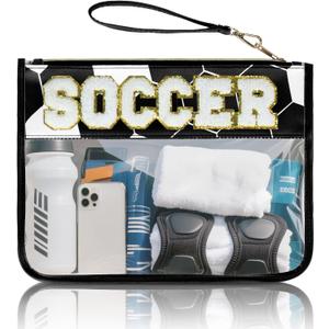 Baseball Gift Bags Baseballs Treat Bags Team Gifts Clear Chenille Letter Zipper Pouch Accessories Stuff Sport Portable (Medium, Soccer)