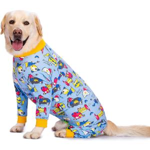 Blue Cartoon Dog Recovery Suit for Dogs After Surgery Anti Shedding Suit,Large Dog Bodysuit After Surgery Wear,for Female Male Abdominal Wounds Spay or Skin Diseases (38 (Chest 42.52 in | Backlength 27.95 in))