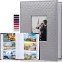 RECUTMS Photo Albums for 4x6 Photos Holds 300, 3 Per Pages Photo Picture Album PU Leather Cover, Horizontal Photos Record Family Wedding Anniversary Baby Holiday Album (Grey) (12.9x8.8x2 in 300 Pockets-Memo)