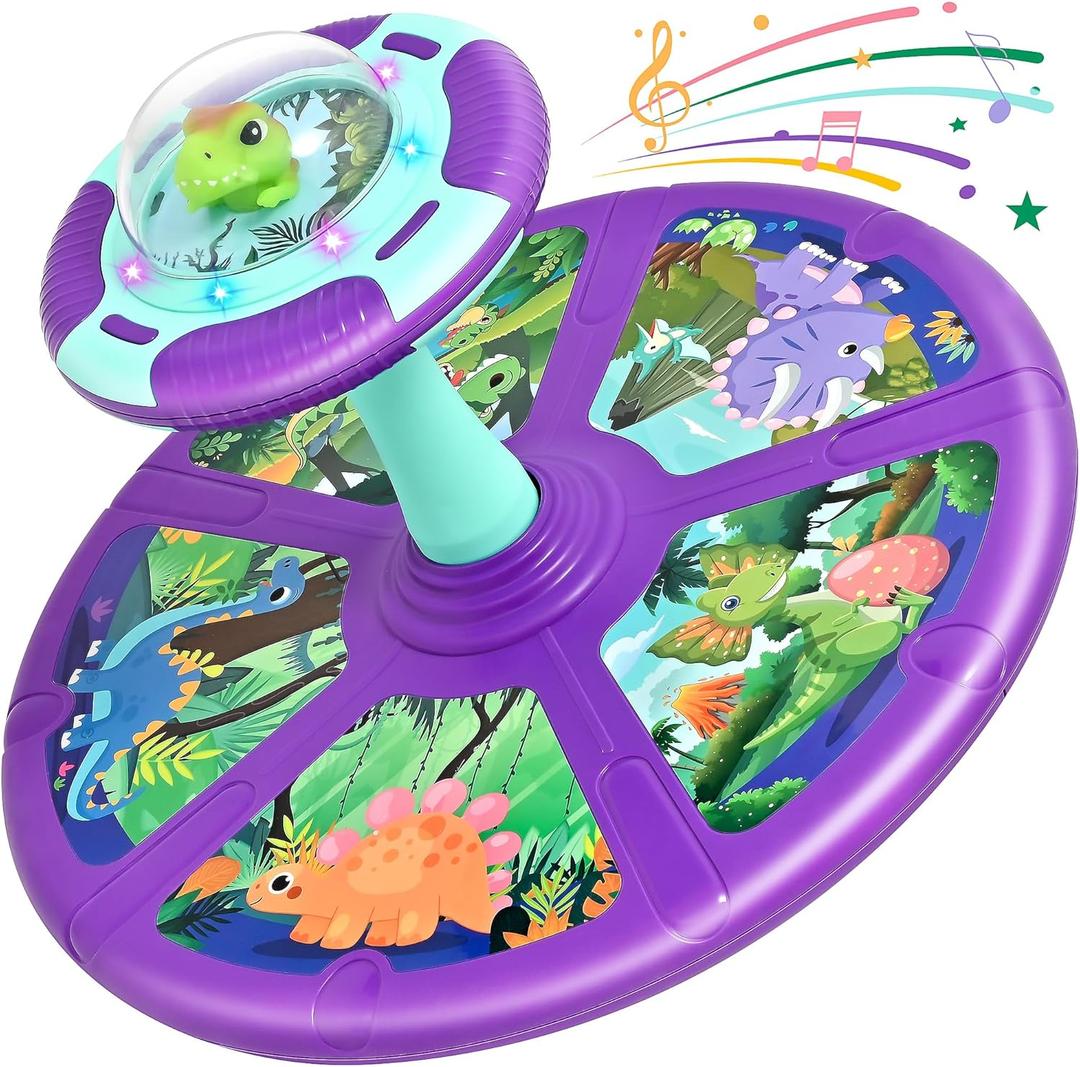 Dinosaur sit and Spin Toys for Toddlers 1-3, 360 Sit and Spin with LED & Music, sit n Spin Toys for Toddlers 2-4 Toddler Toy Age 2 3 4, Birthday Gifts, Big Kids Toy for 3 Year Toddler