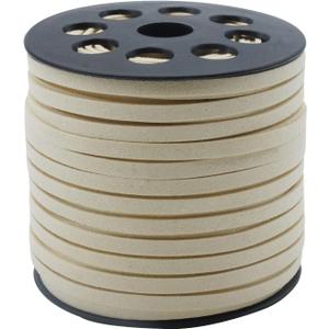 5mm x50 Yards Ivory Suede Cord Suede Lace Faux Leather Cord with Roll Spool for Bracelet Necklace Beading DIY Handmade Crafts Leather Cord for Jewelry Making (Ivory)