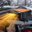 Portable Car Heater,200W Car Defroster Windshield Heater,12V Car Heater that Plugs into Cigarette Lighter,2-in-1 Heating and Cooling Switch,with 360-Degree Rotating Base (Orange)