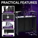 Portable DJ Booth Table,Foldable DJ Table Stand with White & Black Scrim,Adjustable D J Facade Station Triangle Plate Metal Frame with Cable Hole for Private Events, Clubs, Bars, 40x20 with Triangle