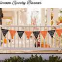 6PCS Felt Halloween Banner with Skull Evilface Skeleton Spiderweb Pumpkin Triangular Indoor Outdoor Hanging Banner DIY Happy Halloween Decor Orange and Black Decor for Wall Mantle Classroom