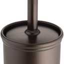 mDesign Toilet Bowl Brush and Holder - Covered Bathroom Toilet Brush - Standing Toilet Bowl Scrubber in Modern Holder - Compact, Space Saving, Deep Cleaning Brush for Toilet - Hyde Collection - Bronze