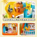BrickTribe Cat House Building Set, Animal Playground Crossing Toy with 8 Cats and a Doll Minifigures Compatible with Lego Friends Pet Sets, Easter Gift Idea for Girls Kids Aged 6-12