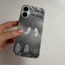 Halloween Spooky Ghosts Phone Case Compatible with iPhone 16 Plus, Tomb Yard Ghosts Phone Case for iPhone 16 Plus, Trendy TPU Bumper Phone Cover Case