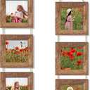 4x4 Collage Picture Frames Set of 2, Rustic Wooden Real Glass Vertical Hanging 3 Opening 4 by 4 Photo Frame, Rustic Brown