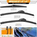 AUTOBOO 22"+21" Windshield Wipers with 12" Rear Wiper Blade Replacement for Dodge Durango 2011 2012 2013 2014 2015 2016 2017 2018 2019-2024, Jeep Grand Cherokee-Original Factory Quality (Pack of 3)