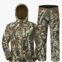 Hunting Clothes for Men with Fleece Lining, Safety Strap Compatible Water Resistant Silent Hunting Jacket and Pants (M)