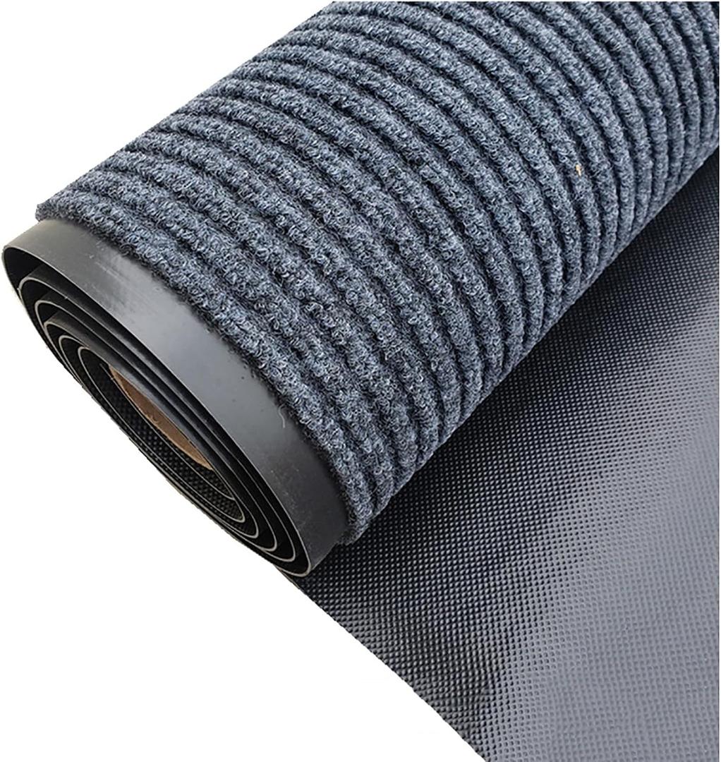 WLWLEO 3' X 20' Commercial Grade Door Mat Brush Step Entrance Floor Mat Indoor Outdoor Non Slip Mats for Hotel Office Restaurant Mall Hallway Staircase Welcome Mats,Gray/Grey,0.96M, 2'11" x 19'8"
