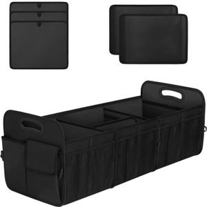 Femuar Large Capacity Trunk Organizer, Waterproof Car Accessory, Non-Slip, Foldable, Suitable for All Vehicles, Black