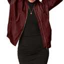 Lock and Love Women's Classic Lightweight Jacket Multi Pocket Windbreaker Bomber Jacket (Wjc2157_wine) S