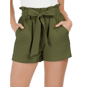 2XL GRACE KARIN Women Summer Casual Shorts with Pockets Bowknot Tie Waist