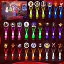 Christmas Advent Calendar with 24 pcs Different Xmas Themed LED Novelty Finger Lights Gifts for Christmas Countdown Calendar Party Favors Toys Stocking Stuffers for Kids Boys Girls Toddlers