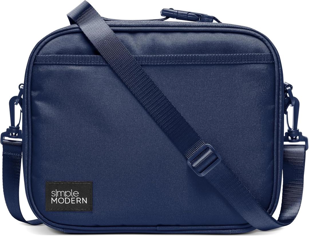 Simple Modern Hadley with Shoulder Strap | Lunch Box for Kids, Teens, and Adults | Insulated Bag for Girls, Boys, Women, Men | Meal Containers with Exterior and Interior Pockets | Navy (Polyester)