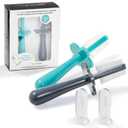 grabease Baby Toothbrush Double Sided - Training Finger Toothbrush for Toddler Infant, BPA-Free & Phthalate-Free for Baby & Toddler, 1 Pack, Teal and Gray