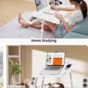 Laptop Bed Tray Table, SAIJI Adjustable Bed Desk for Laptop, Foldable Laptop Stand with Storage Drawer for Eating, Working, Writing, Gaming, Drawing (White, X-Large)