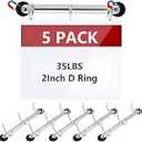 DLUGOPIS 5 Pack 3 Ring Magnetic D Ring Binder, 2 inch, Silver, Letter Size, 35 Pound Pull Force, Metal