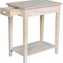 IC International Concepts, Narrow End Table, Solid Real Wood, Sturdy Parawood, Living/ Bedroom/ Entryway, Dimensions 22"W x 14"D x 25"H, 50lbs Capacity, Paint/Stain Ready, Unfinished