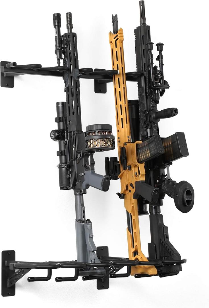 Savior Equipment Wall-Mount Rifle Rack Tactical Shotgun Carbine Firearm Free-Standing Gun Display Indoor Storage Rack - Heavy Duty Steel, 6-Slot Holds up to 150 Lbs (Obsidian Black II)