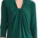 Kasper Women's 3/4 Sleeve Knot Front Top (X-Large, Evergreen)