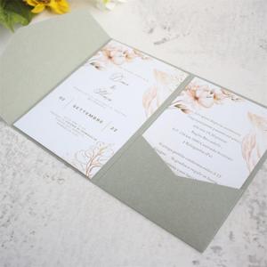 Cinerous Wedding Invitation Card Pocket With Envelop For Marriage Engagement Bridal Shower Birthday party 20 Sets (Cinerous)