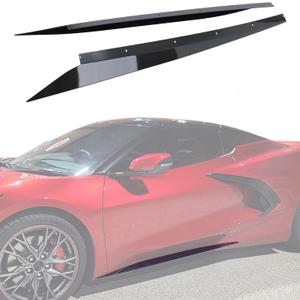 C8 Carbon Flash Side Skirts Rocker Panels Guard Pair Fit for 2020-2025 Corvette C8 Z51 stingryZ06 Style ABS Plastic Glossy Black