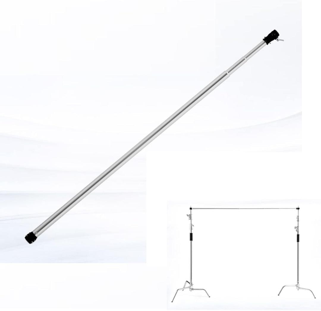 Pro 10 ft Aluminum Alloy Telescopic Crossbar, 3 Section Background Support Cross Arm for C Stand (Silver)