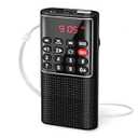 PRUNUS J-328 Mini Portable Pocket FM Radio MP3 Walkman Radio with Recorder, Gifts for Mom, Lock Key, SD Card Player, Rechargeable Battery Operated(NO AM) Red