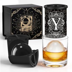 Personalized Clear Ice Cube Maker Gifts for Men, A-Z 2.5" Ice Ball Maker Mold Customized Gift, Unique Christmas Birthday Whiskey/Cocktail/Bourbon Gifts for Men Him Dad Husband Brother(Y)