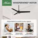 Hunter 52-inch Outdoor or Indoor Ceiling Fan No Light - Black Ceiling Fan without Light, For Patio, Porch, Garage, or Living Room, Standard Mount, 3 Blades, Pull Chain - Cassius 59264, Matte Black