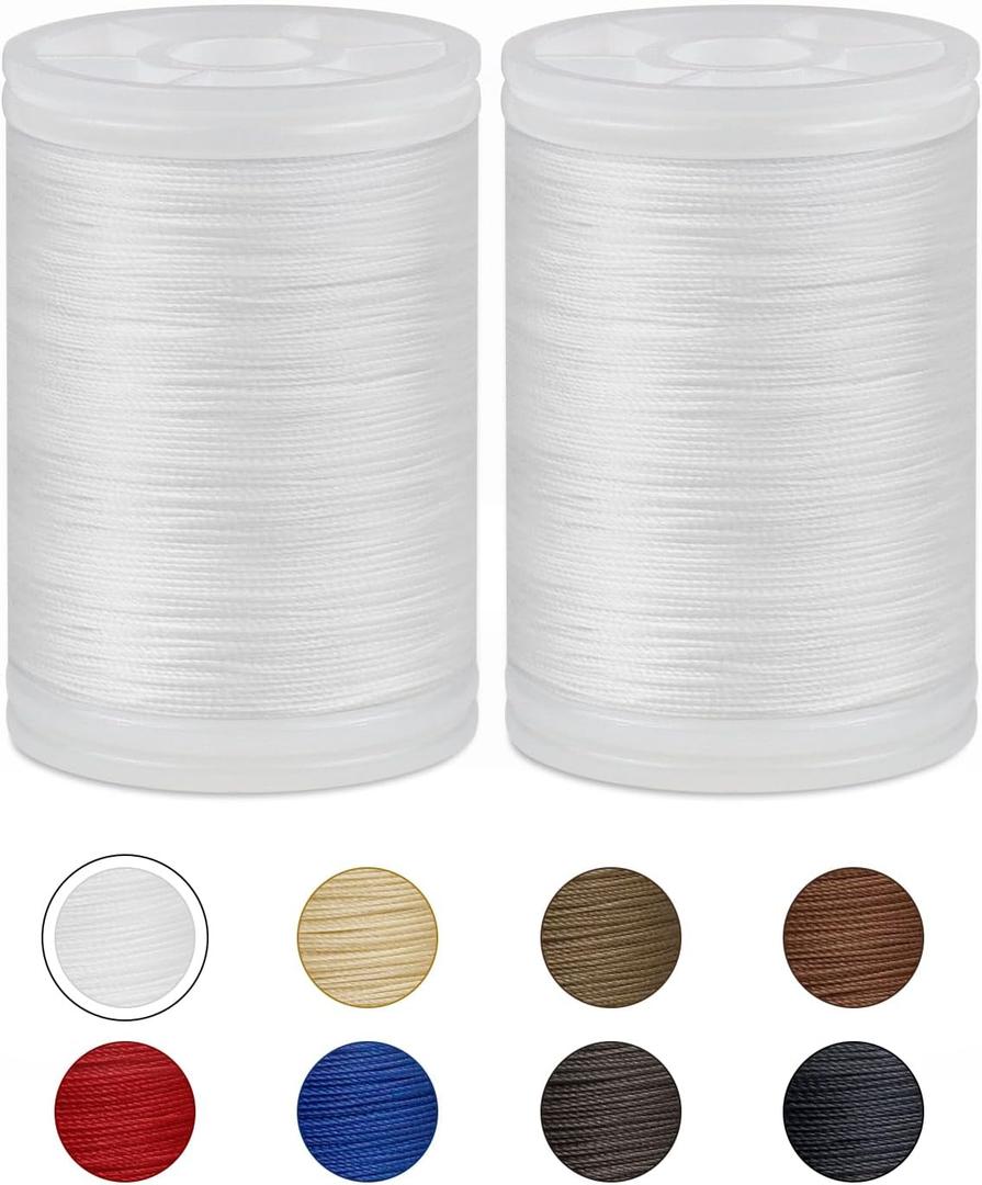 330 Yards FIVEIZERO Extra Strong Upholstery Thread,White Bonded Nylon Thread for Denim Leather,Craft,Machine,DIY and Home (2 Pack) CJ
