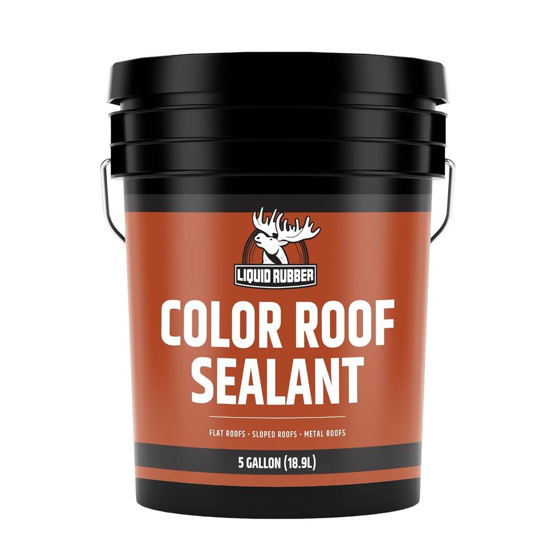 Liquid Rubber Color Roof Sealant- Elastomeric Waterproof Coating for Flat, Low-Slope & Metal Roofs, Flexible UV-Stable Membrane, Light Gray, 5 Gallon