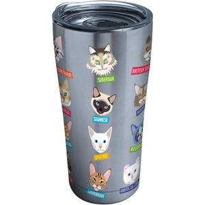 Tervis Flat Art Cats Triple Walled Insulated Tumbler Travel Cup Keeps Drinks Cold & Hot, 20oz Legacy, Stainless Steel
