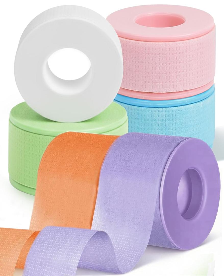 Lash Extension Tape, 1" X 9.85 Yd 6 Rolls Mixed Eyelash Tape Breathable Lash Extensions for Sensitive Skin Pain Free Removal