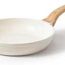 CAROTE Non Stick Frying Pan Skillet, Omelet Pan, Healthy Non Toxic Granite Chef Pan, Induction Compatible Egg Frying Pan with Heat-Resistant Handle, PFOA-Free, Cream White, 12"