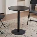 Round Dining Table 24" Circle Tulip Table with Metal Thickened Tabletop & Sturdy Metal Pedestal Mid Century Modern Leisure Bistro Kitchen Tables 2 People Small Places Living Room Cafe,Black