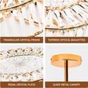 VONLUCE Crystal Light Fixture, Modern Semi Flush Mount Ceiling Light, 15" Round 4-Light Crystal Chandelier Hallway Lighting for Kitchen Bedroom Living Room Dining Room Entryway Closet, Gold