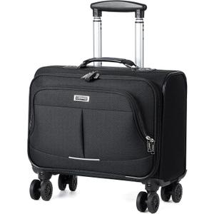 Lekebobor Rolling Laptop Bag With a Compact Combination LockRolling Laptop Briefcase on Wheels for Women/Men Fits Up to 15.6 Inch computer Bags Water Resistant for Work Travel and Business, Black (Medium)