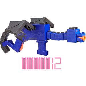 NERF Minecraft Ender Dragon Blaster, 4-Dart Internal Clip, 12 NERF Elite Foam Darts, Design Inspired by Mob in The Game