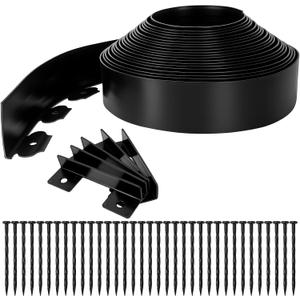 3 Inch Landscape Edging, 3" x 100' Garden Edging, 3 Inch No Dig Edging for Landscaping with 120 Pcs Anchoring Spikes and 5 Pcs Connectors Flexible Landscape Border Edging for Landscaping(Black)