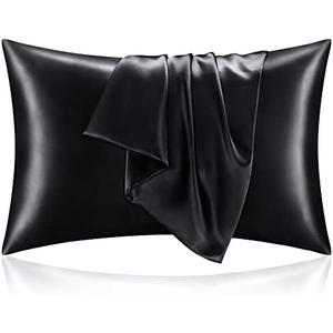 BEDELITE Satin Pillowcase for Hair and Skin, Super Soft and Cooling Similar to Silk Pillow Cases 2 Pack with Envelope Closure, Gift for Women Men(20"x26" Standard Size, Black)