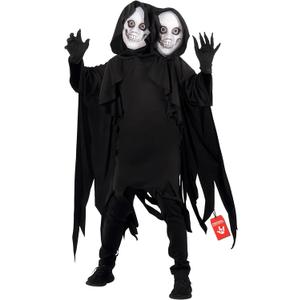 Morph Two Headed Ghoul Costume Kids, Grim Reaper Costume Kids, Boys Reaper Costumes, Boys Scary Demon Halloween Costumes (Medium)