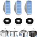 PEKTACO Cat Water Fountain Filters Replacement & Pre-Filter Sponges for 3.2L/108oz Automatic Pet Fountain, Dog Water Dispenser (3 Filters+3 Sponges) (Standard)