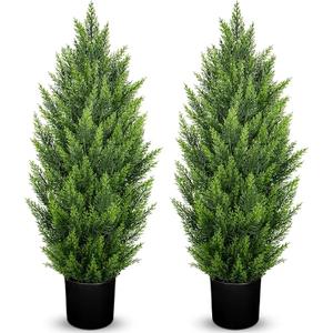 Briful 3FT Artificial Cedar Topiary Tree for Outdoors Potted Fake Cypress Tree UV Resistant Faux Evergreen Plants for Indoor Porch Garden Patio Gazebo Pergola Decor