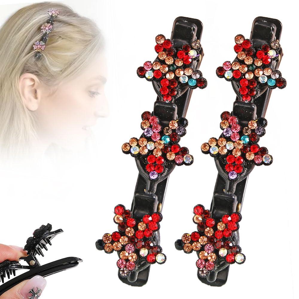 Sparkling Crystal Stone Braided Hair Clips, 2024 New Women's Braided Hair Clip, Short Hair Clips Duckbill Clips, Braided Hair Clip for Ladies and Girls Crystal Stone (Star-C)