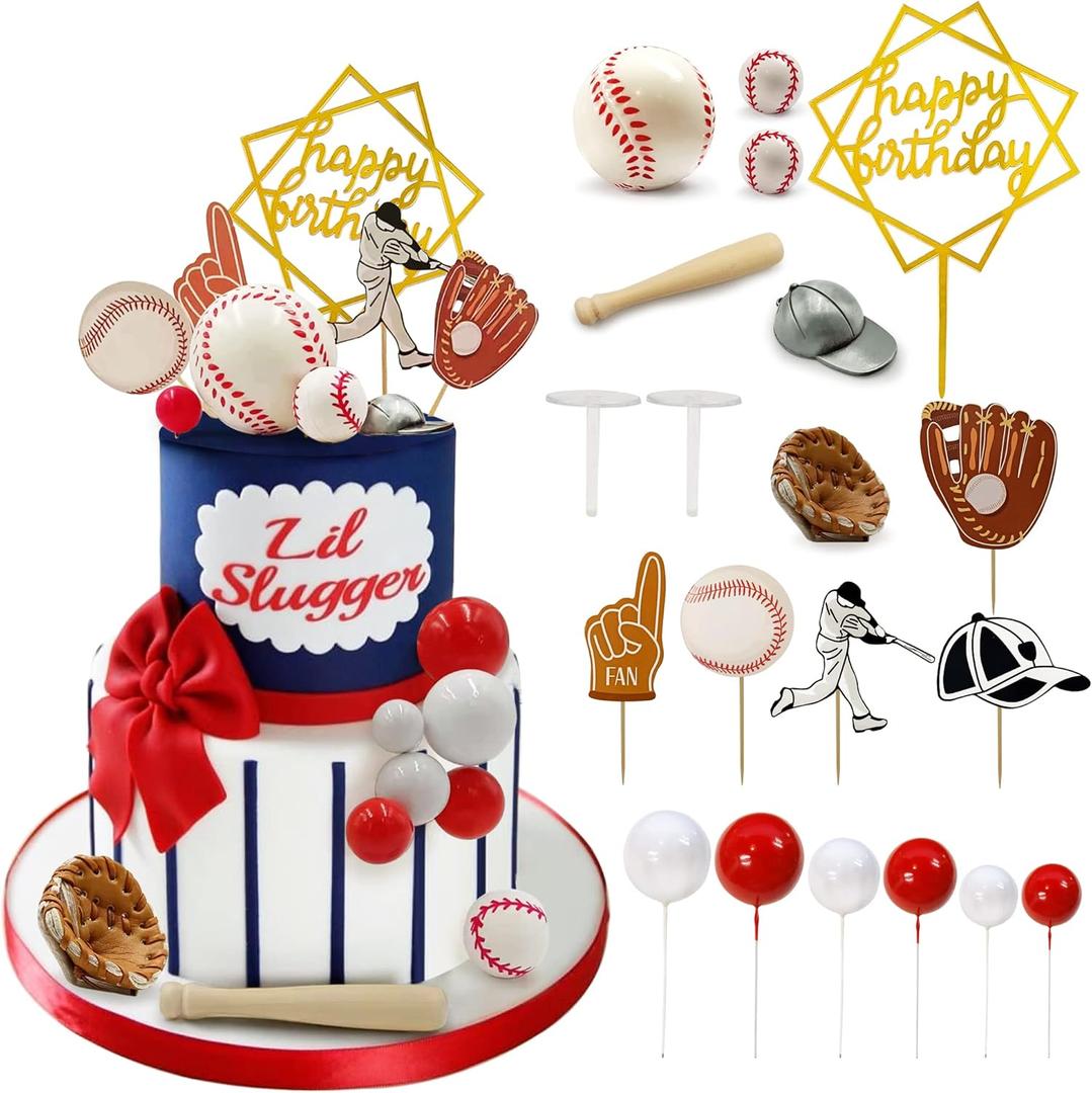 Baseball Cake Decorations Sports Theme Party Decoration Supplies Baseball Themed Happy Birthday Cake Topper Party Decorations